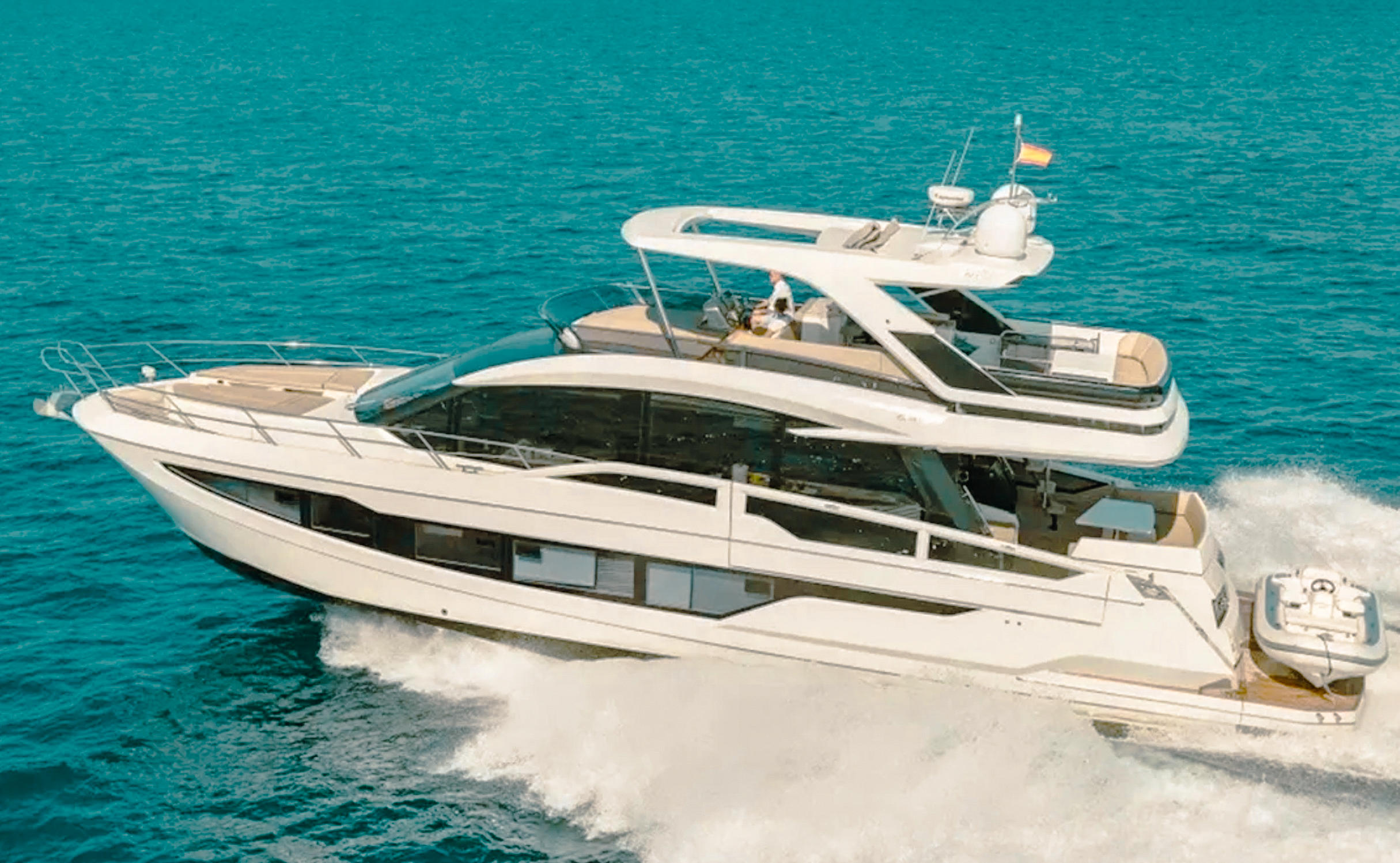 Exterior view of 68 Galeon yacht decks