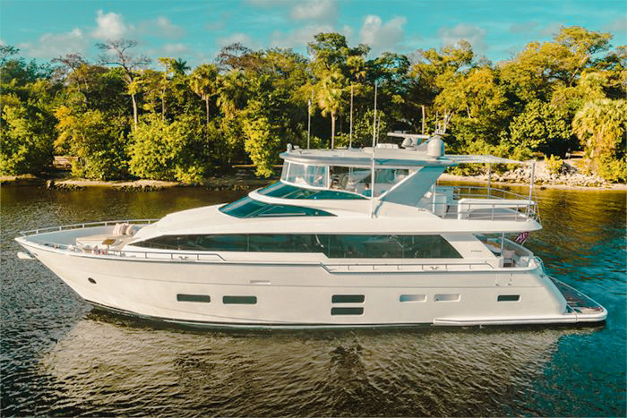 Aft water access from the 75 Hatteras yacht with water toys