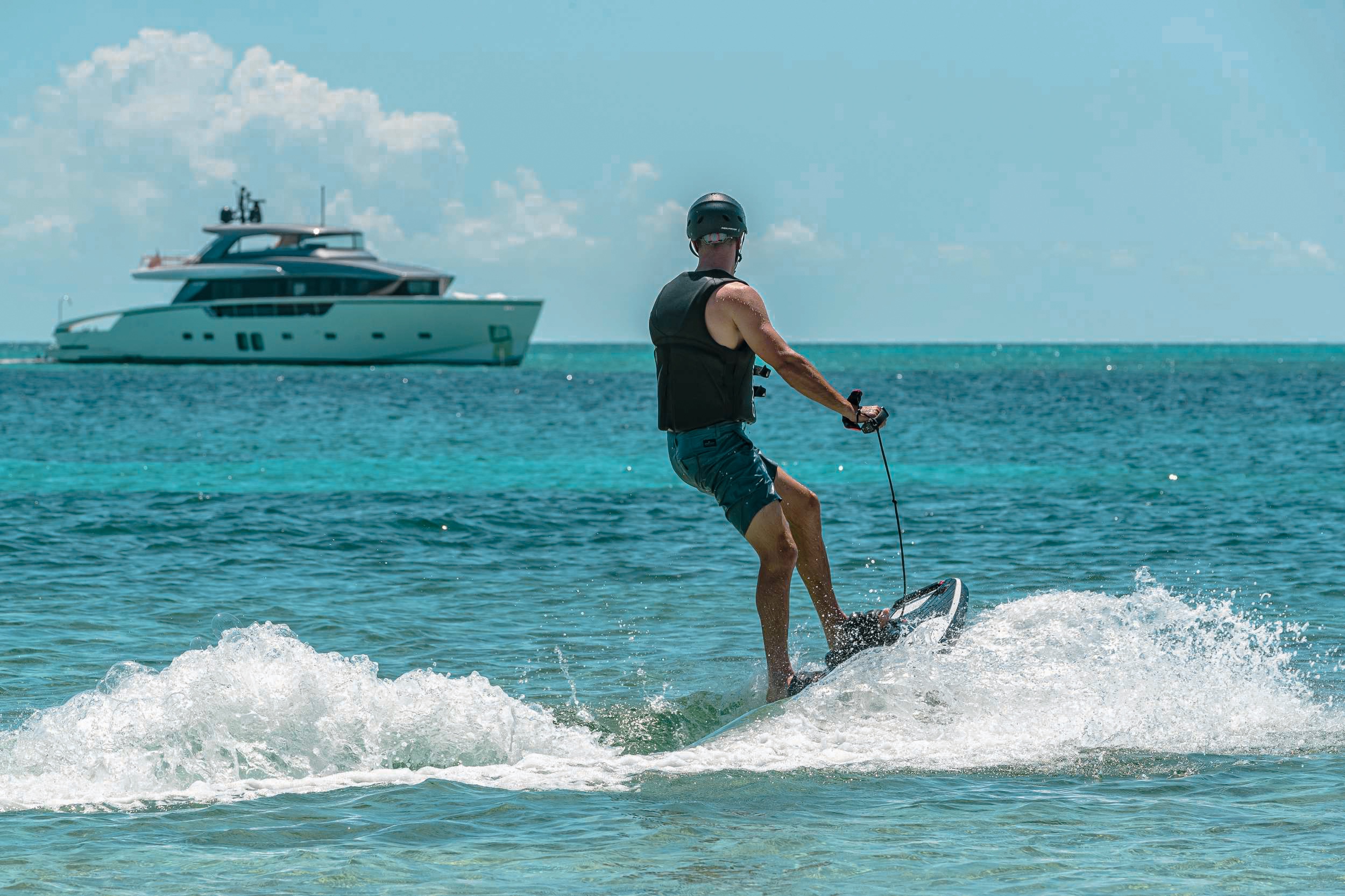 88 San Lorenzo yacht with water slide deployed