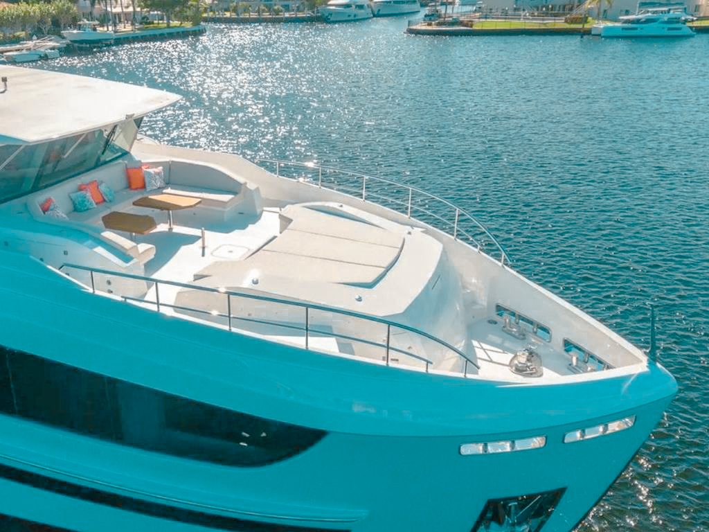 Side view of the 92 Hargrave yacht's sleek exterior