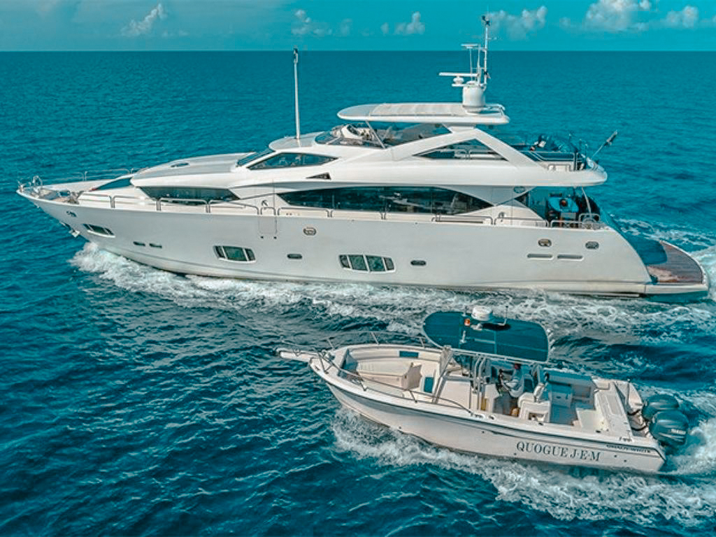 Interior salon area of the 98 Sunseeker yacht