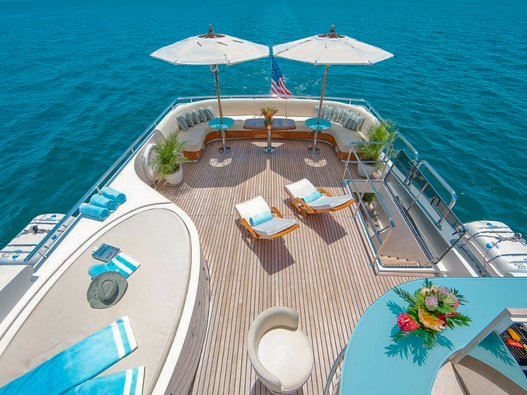 Water slide in use on 103 Johnson yacht in The Bahamas