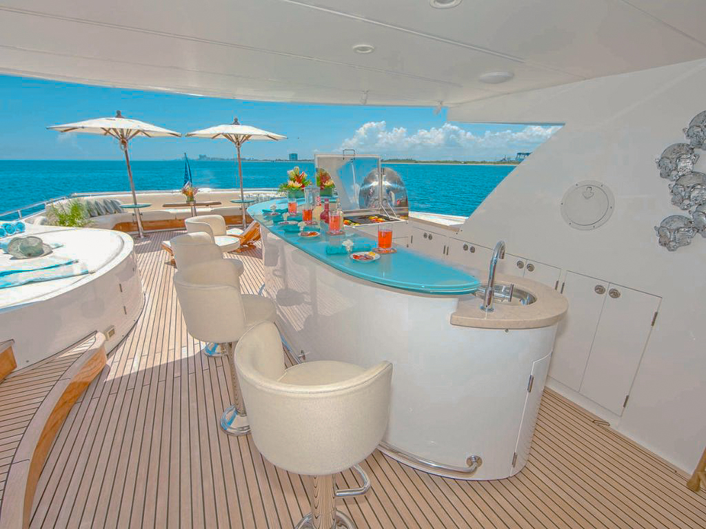 Group enjoying the water from 103 Johnson yacht