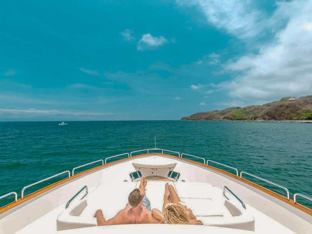 Upper deck and sun pad area of the 105 Azimut yacht