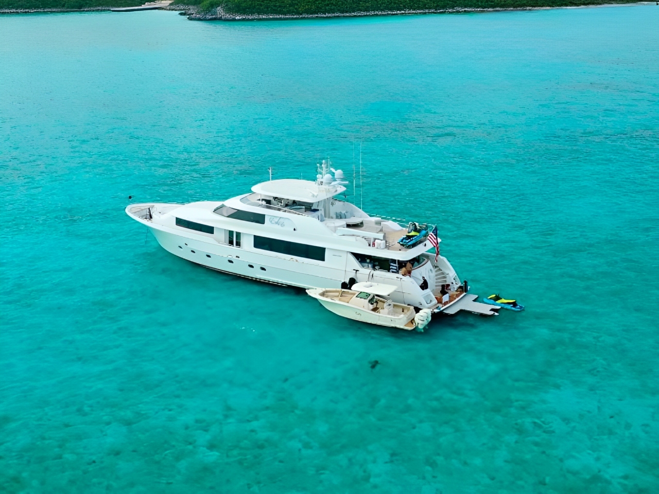 Side view of 112 Westport yacht on the water