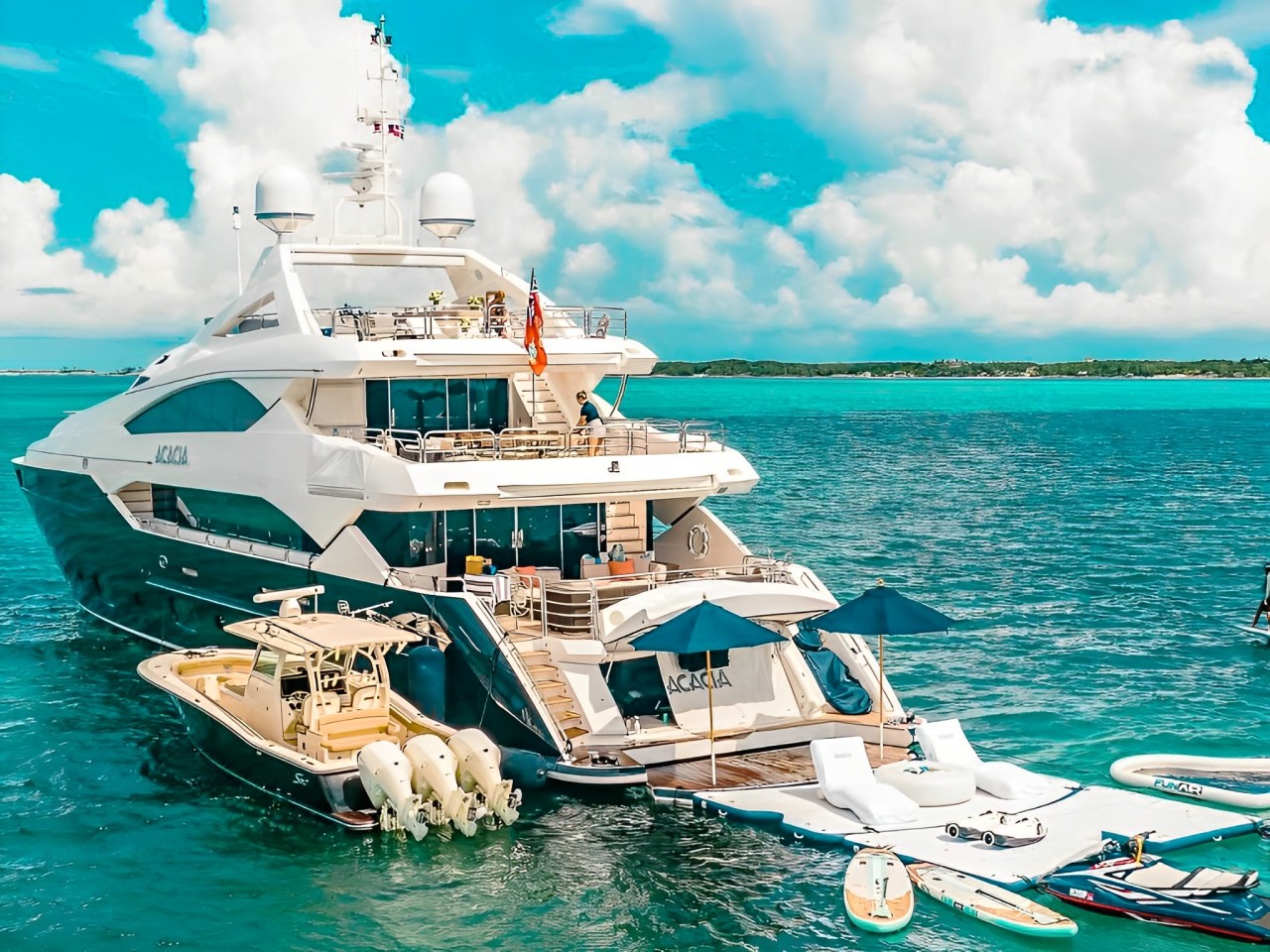 A luxurious deck area on the 131 Sunseeker yacht with seating