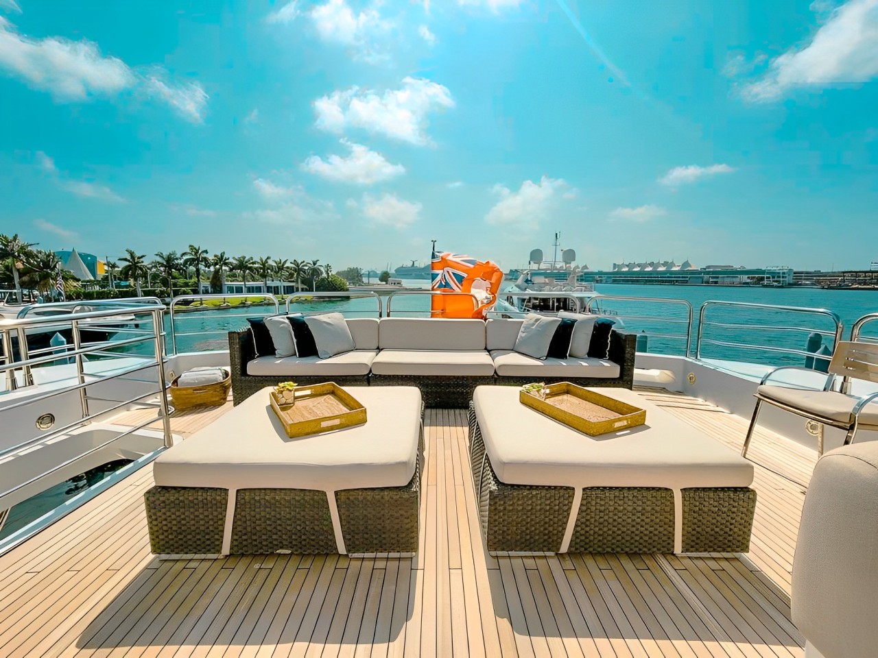 Water slide deployed from 131 Sunseeker yacht into clear blue waters