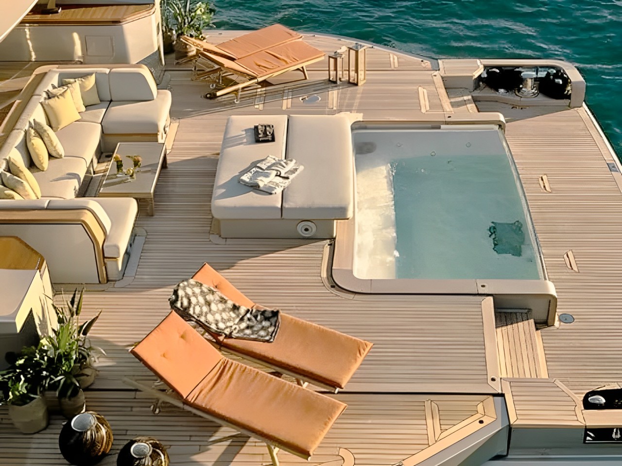 133 Benetti yacht from above with helipad on bow