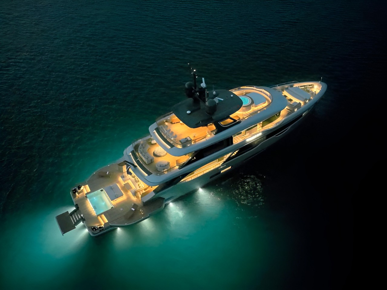 133 Benetti yacht showing rear deck and water slide