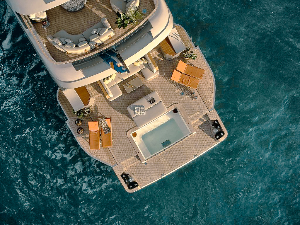 133 Benetti yacht at sunset in The Bahamas