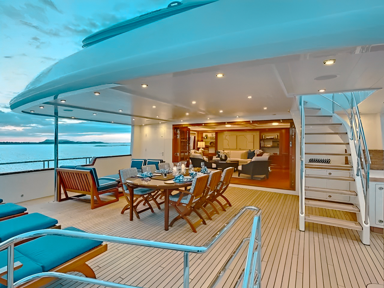 Interior dining area on the 139 Holland yacht