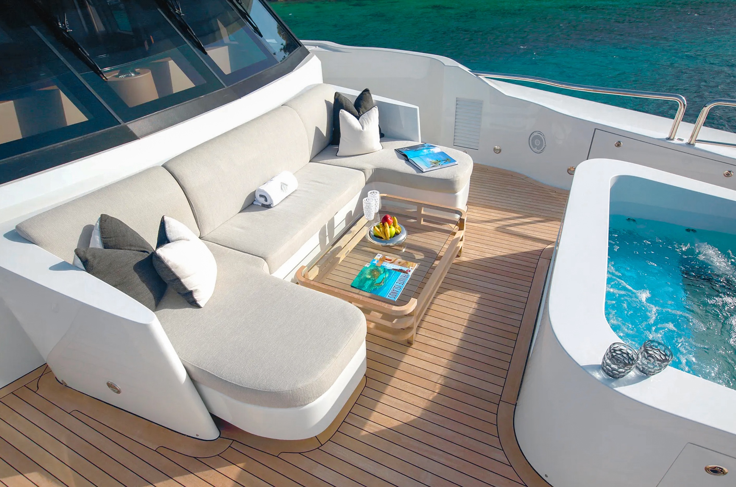 Front deck of the 144 Crescent yacht