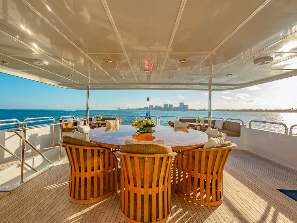 145 Christensen yacht on the water at sunset