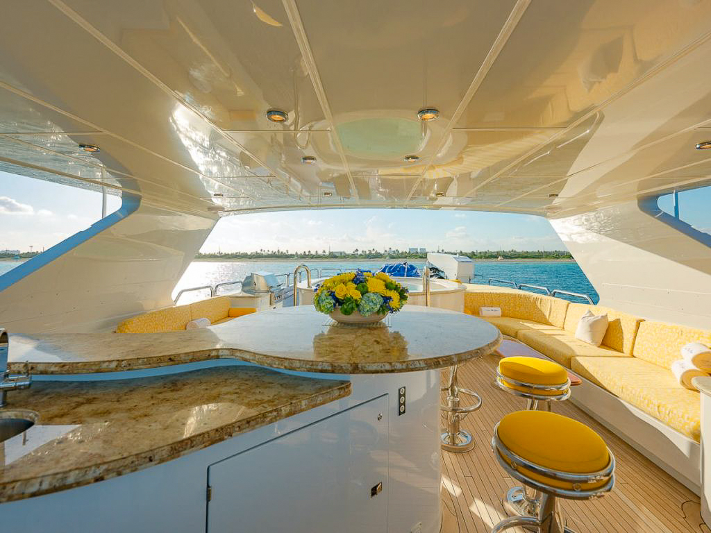 145 Christensen yacht and tender in clear water