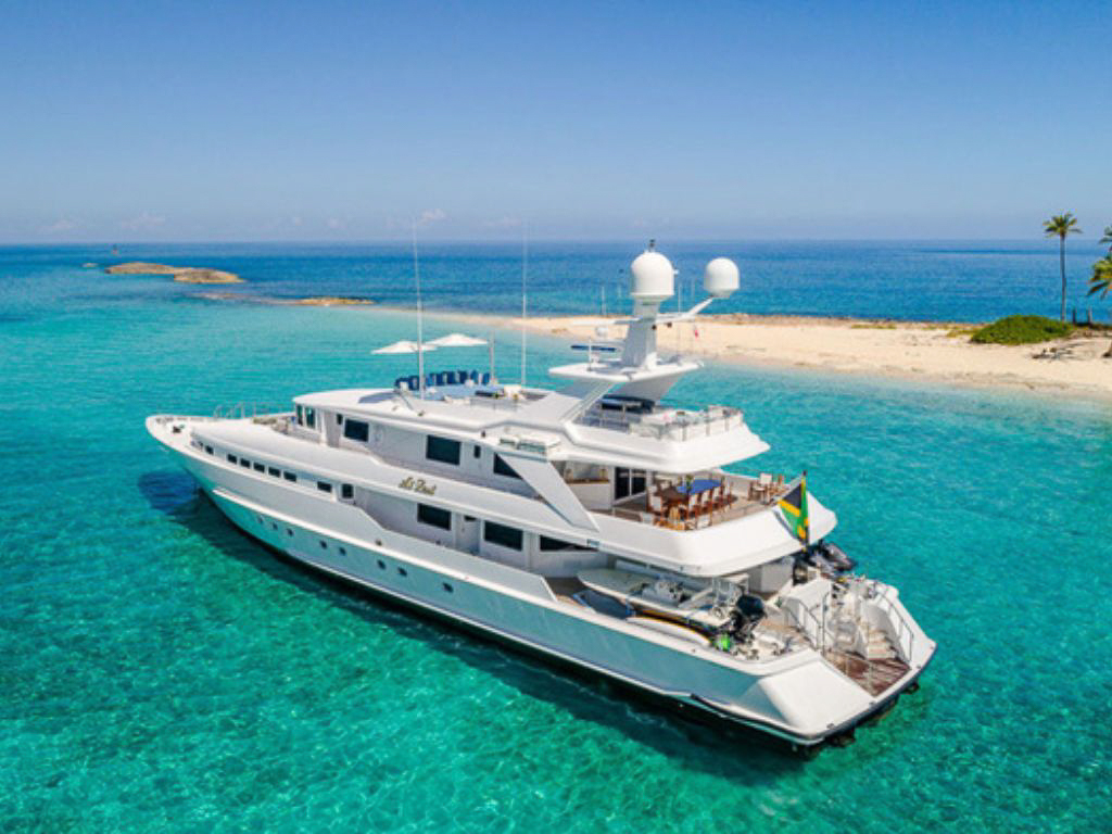 Side view of 146 Heesen II yacht with open deck spaces