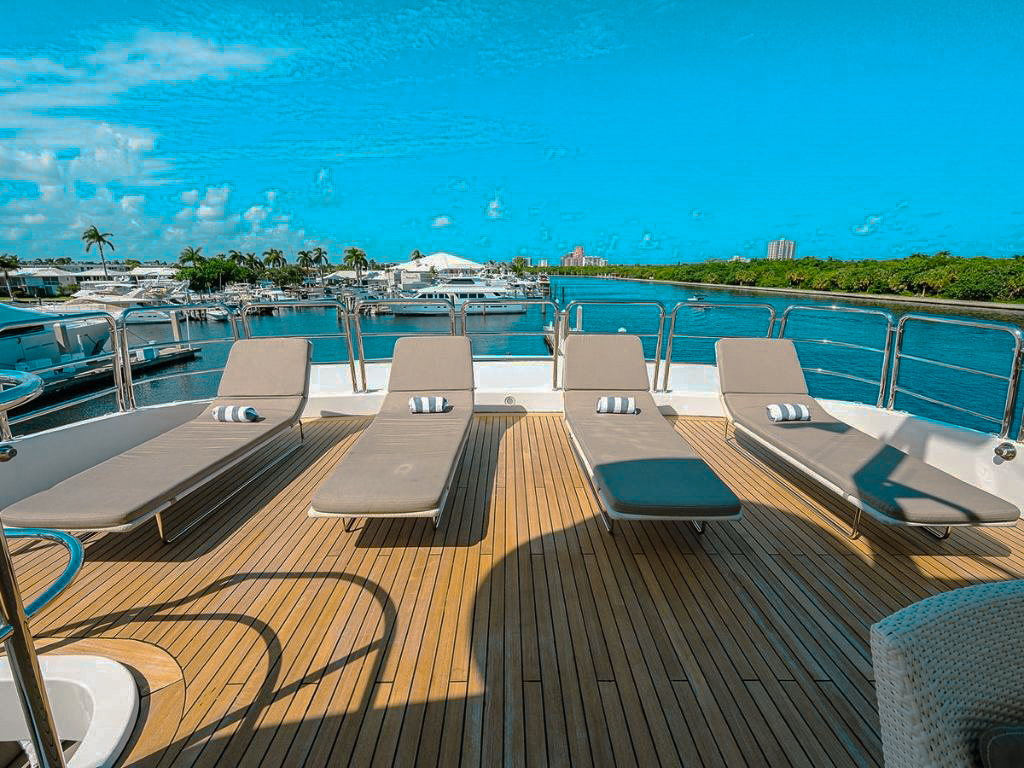 Luxury lounge area on 120 Benetti yacht