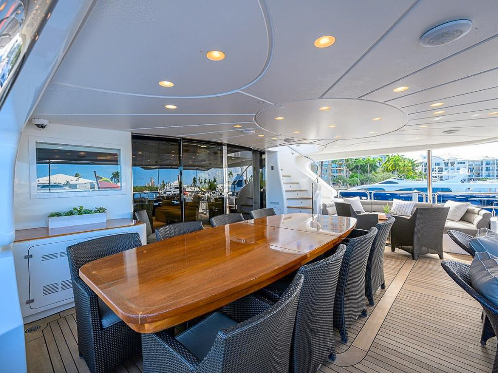 Sundeck on 120 Benetti yacht with ocean view
