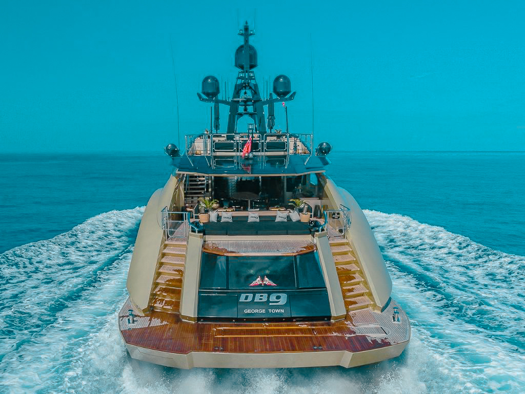 Exterior view of 171 Palmer Johnson yacht with clear blue water