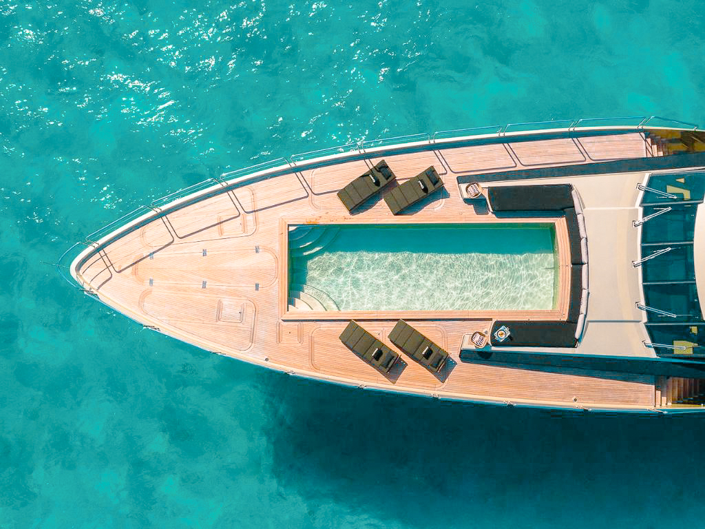 171 Palmer Johnson yacht deck showing sunpads