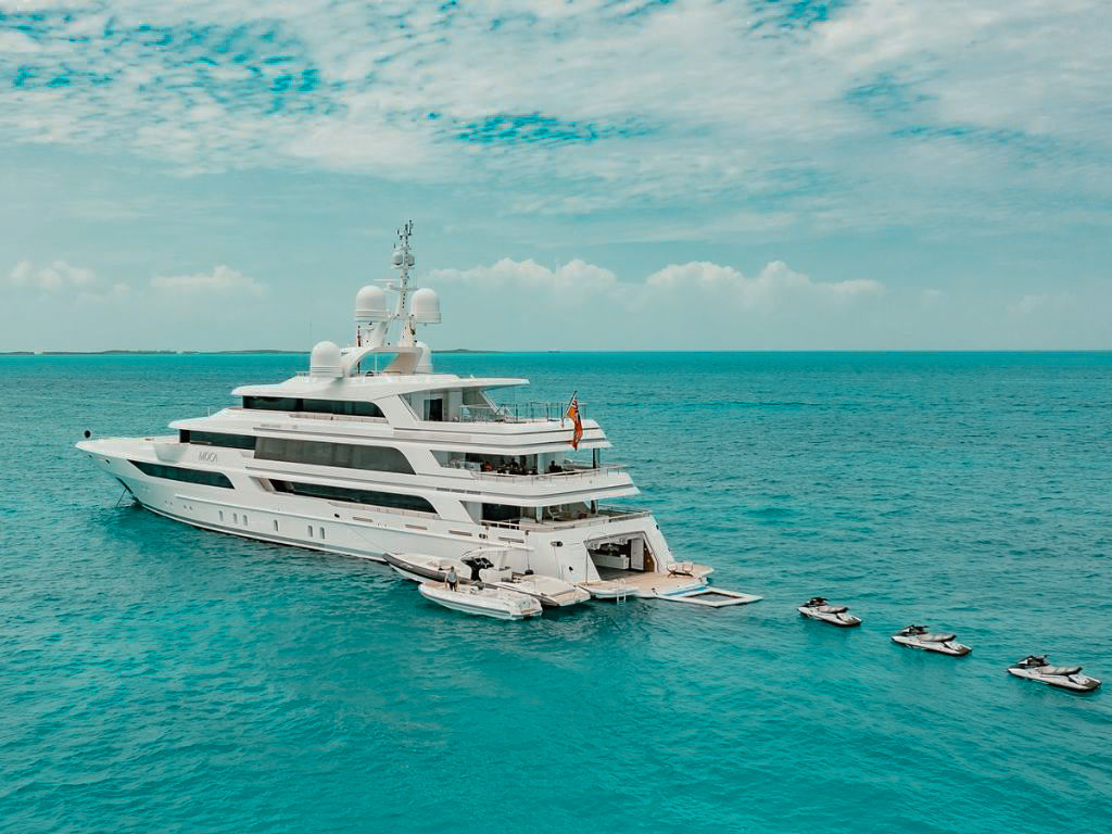 Deck area of the 208 Benetti yacht with seating
