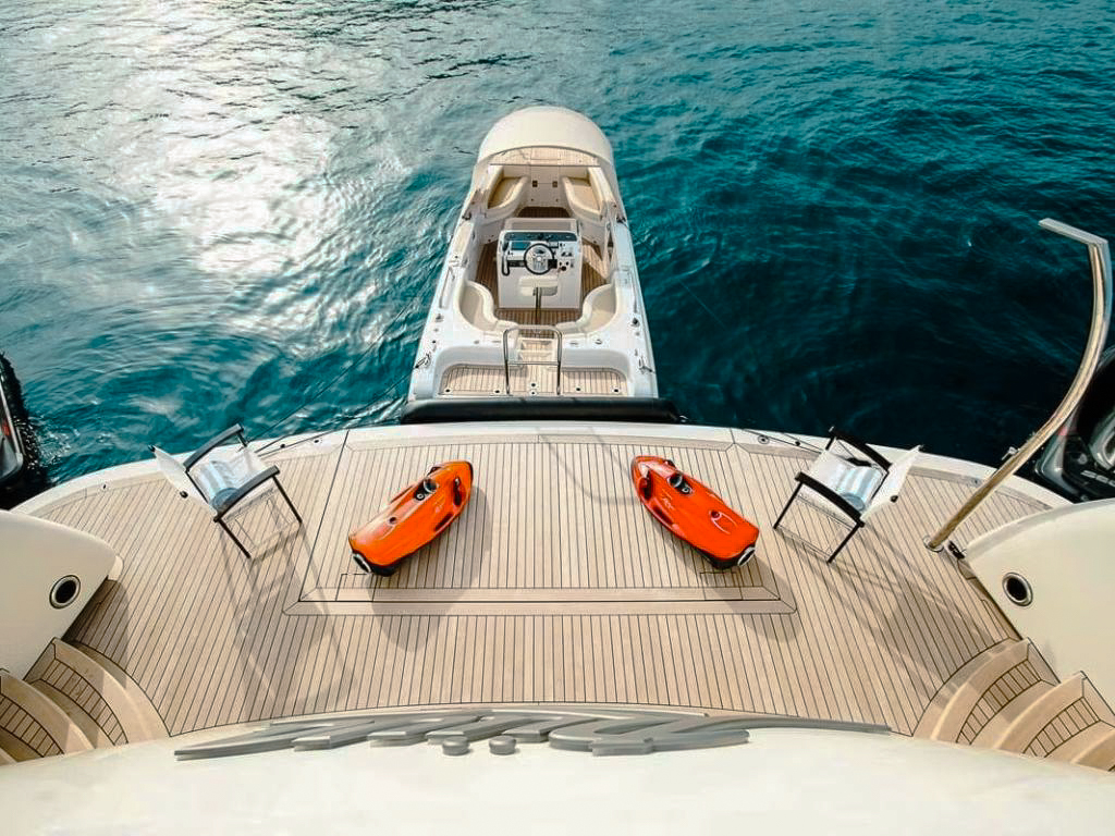 Deck space with seating on 135 Alia yacht