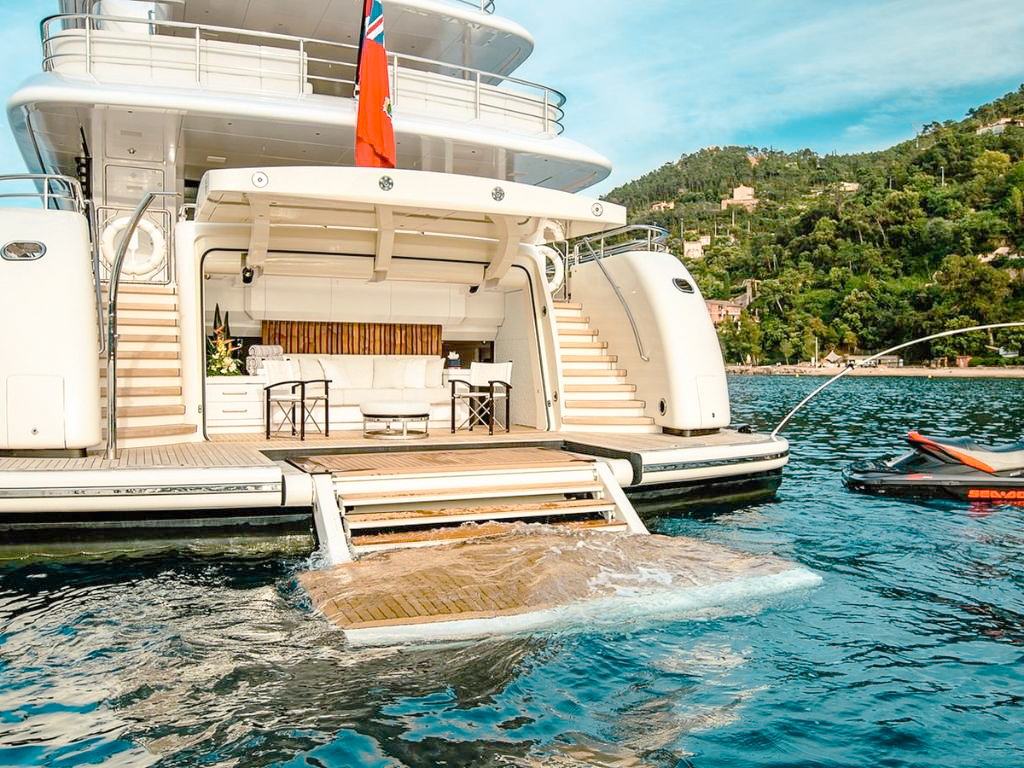 Exterior view of 135 Alia yacht at anchor