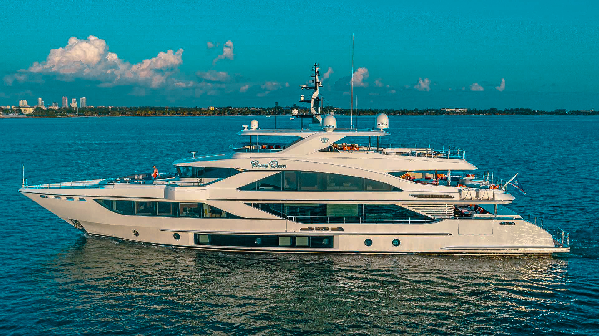 Aft deck of 120 Majesty yacht with seating