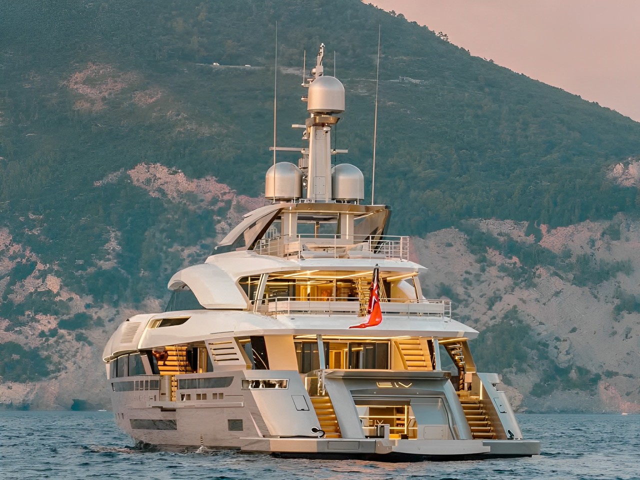 Aft deck lounge and dining area on 160 Rossi Navi