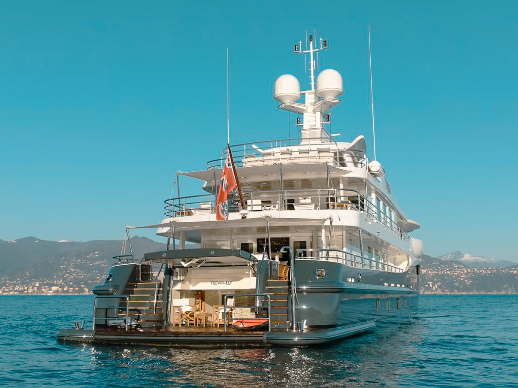 Interior dining area on 180 Amels yacht