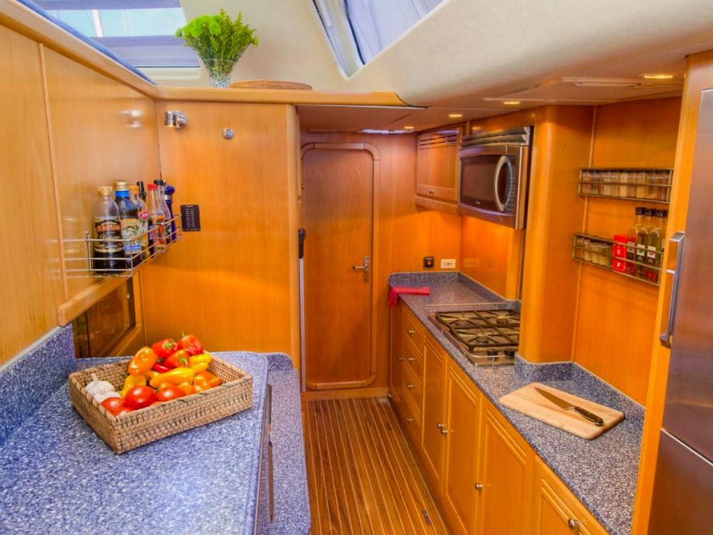 Interior salon of 63 Leopard yacht with comfortable seating