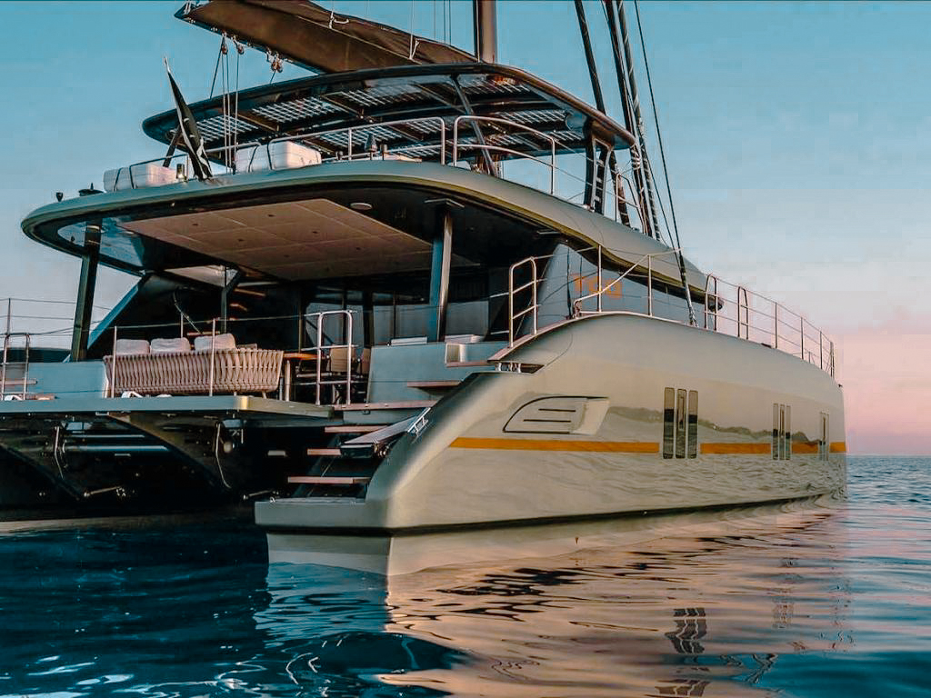 Lounging area on 63 Sunreef I yacht