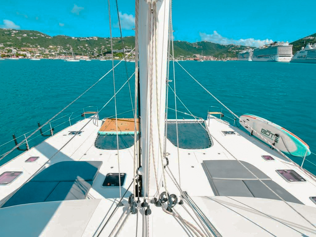 Interior salon of 70 Sunreef yacht with modern decor
