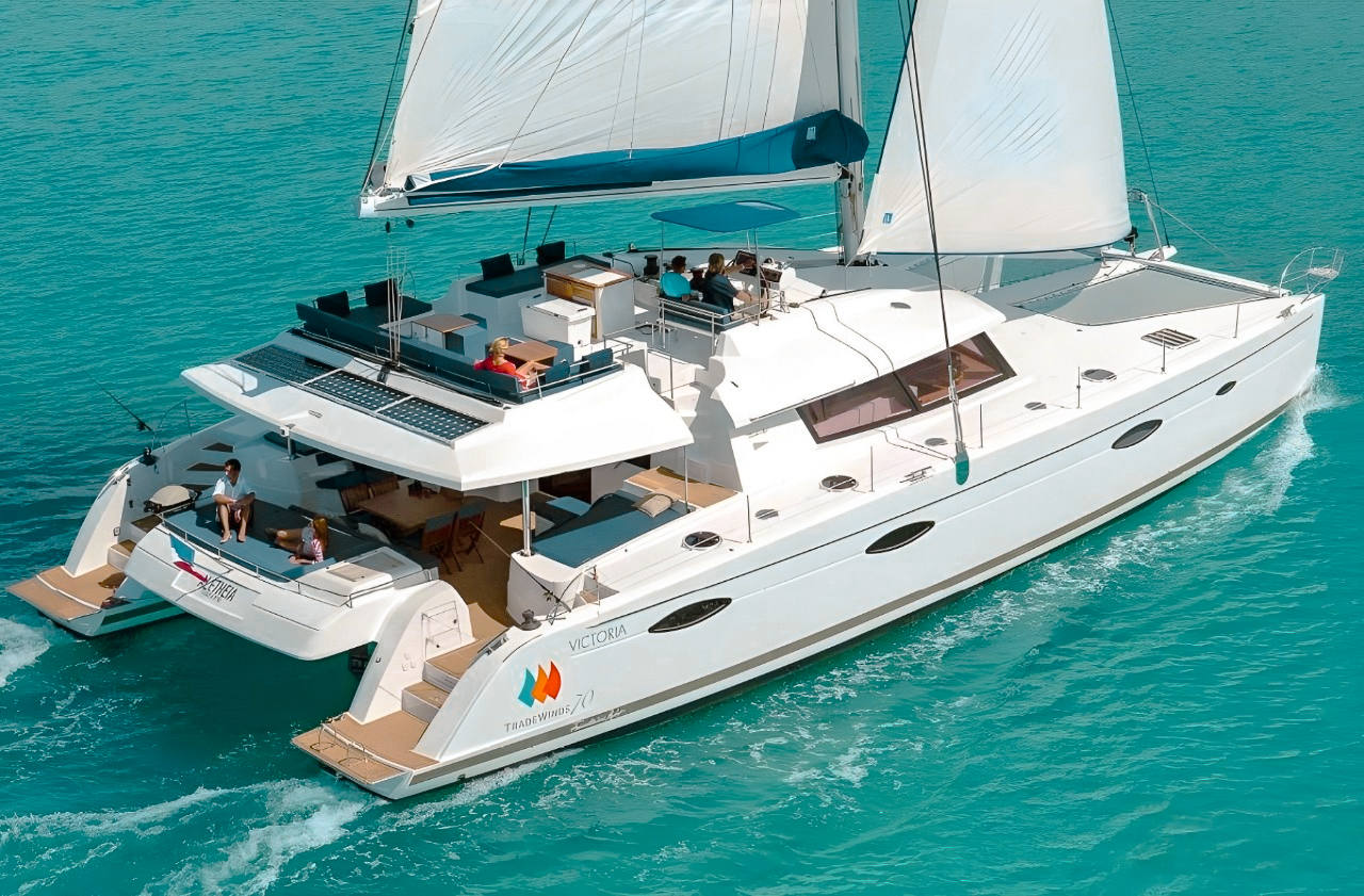 70 Fountaine Pajot catamaran for a multi-day crewed charter in the Caribbean