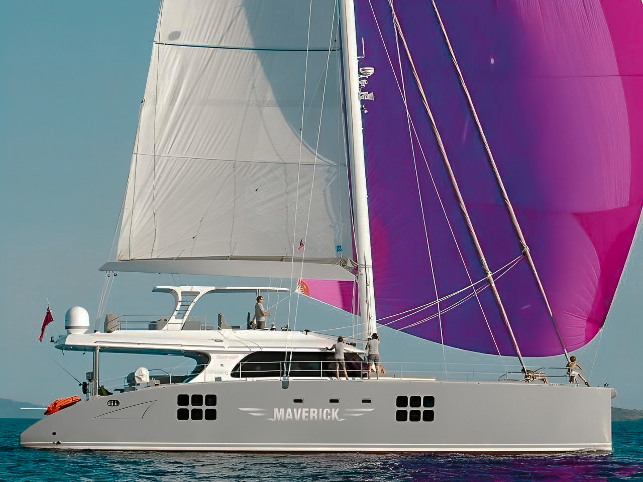 Exterior view of 74 Sunreef II yacht sailing in the Caribbean
