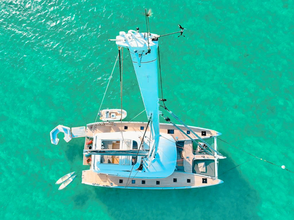 Spacious deck seating area on 78 Lagoon III yacht