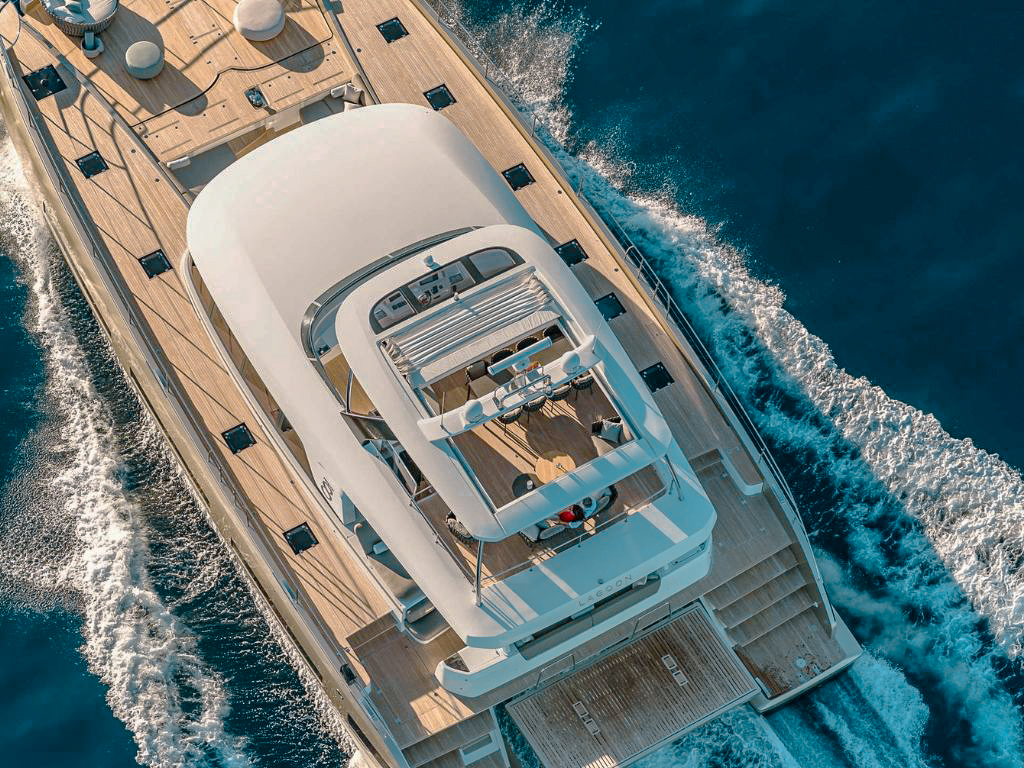 Rear deck area of 78 Lagoon II with seating
