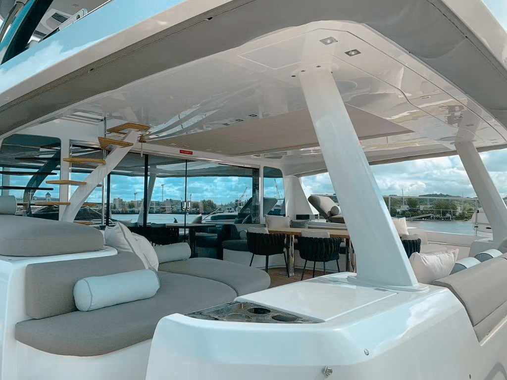 Water toys ready for fun next to the 78 Lagoon yacht