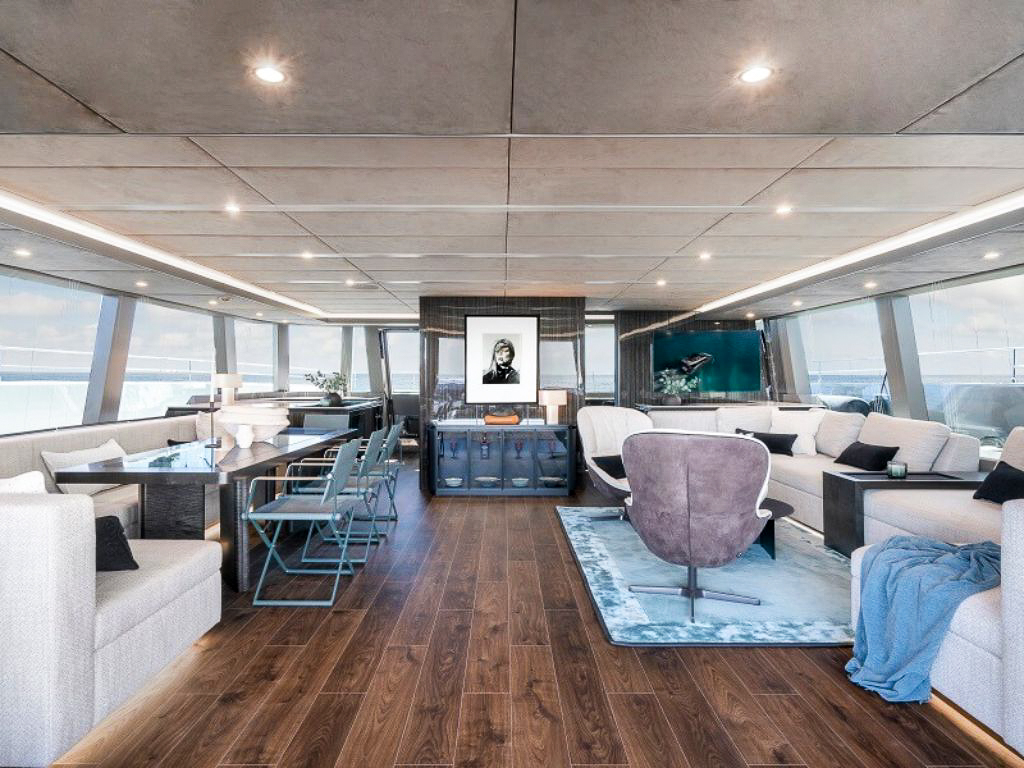 80 Sunreef VI yacht stylish interior lounge