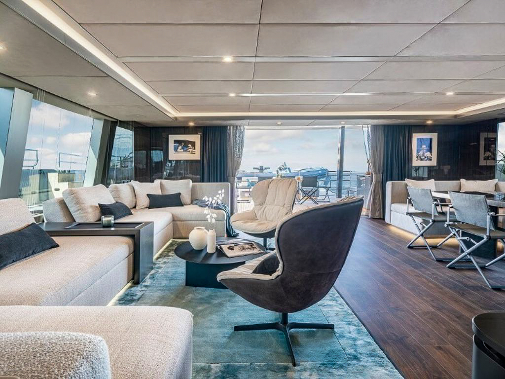 80 Sunreef VI yacht deck lounging area