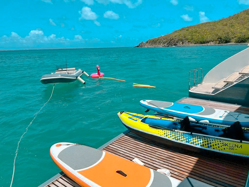 80 Sunreef iV catamaran spacious deck lounge with view