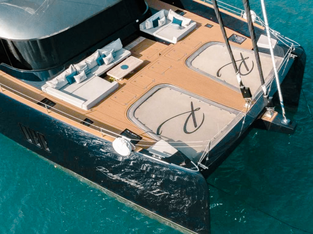 Upper deck and lounge area of the 80 Sunreef III yacht