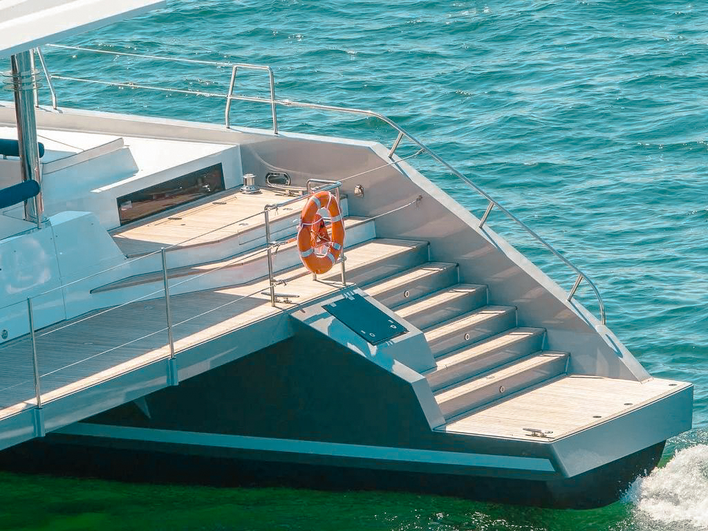 Deck lounge area aboard the 85 JFA yacht