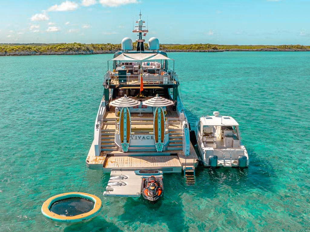 Master cabin bedroom on 102 Alpha yacht