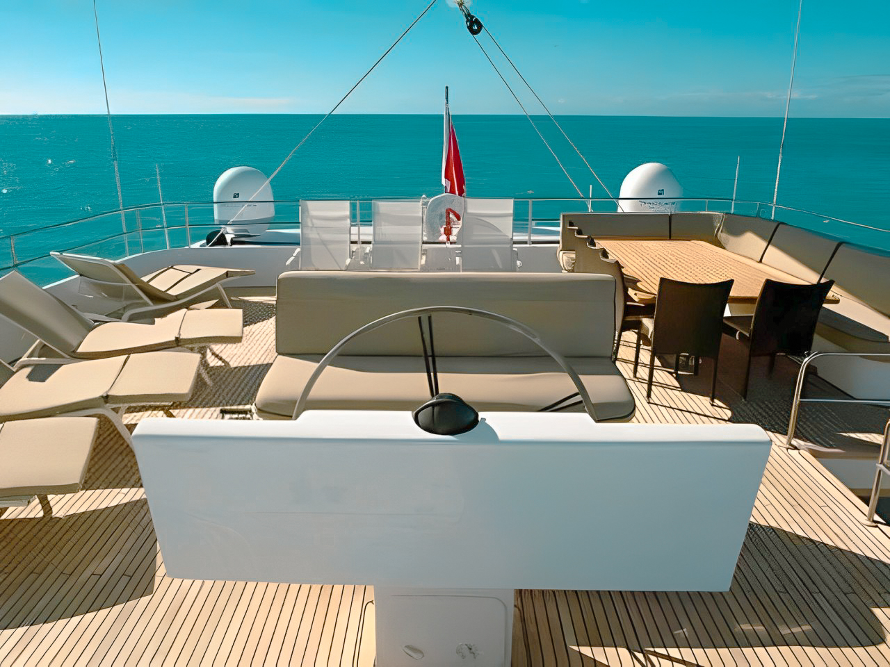 View of the Caribbean sea from the deck of the 102 Sunreef yacht