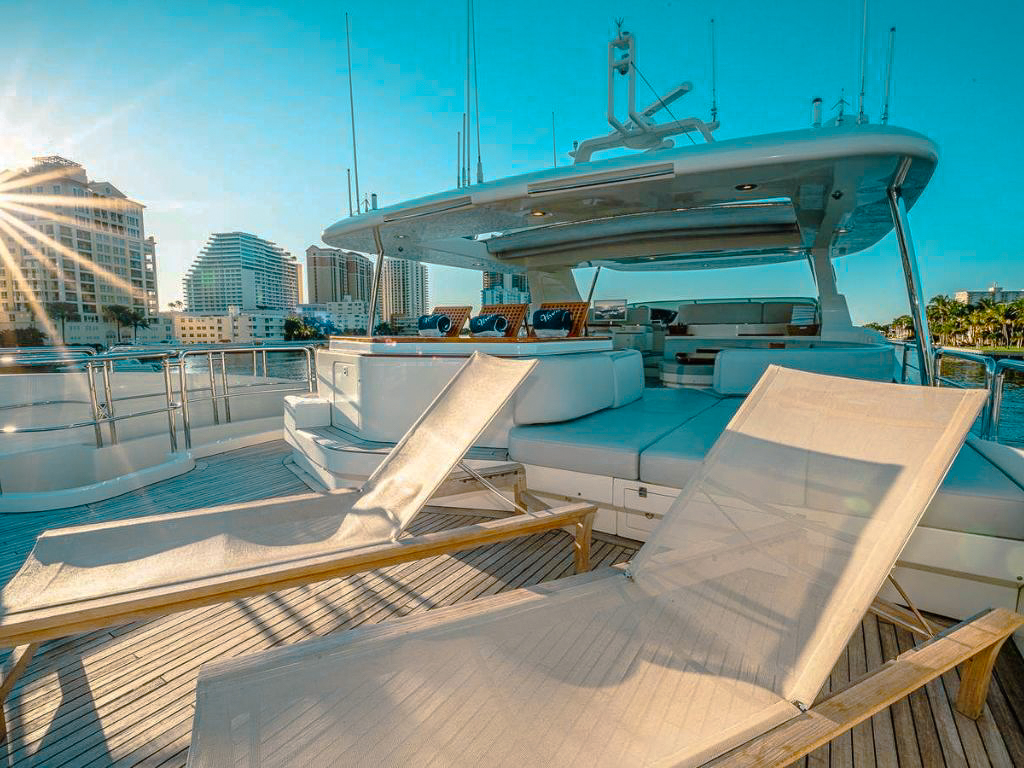 A water slide extended from the deck of 116 Azimut I into the water
