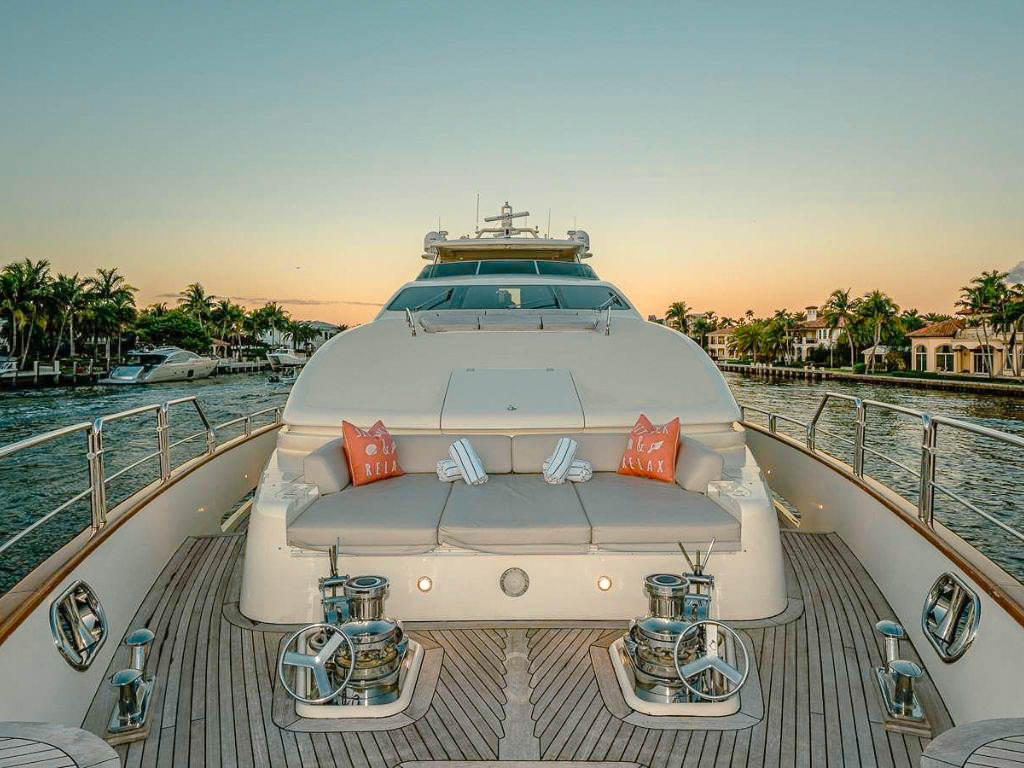 Interior seating area on 116 Azimut I yacht with natural light