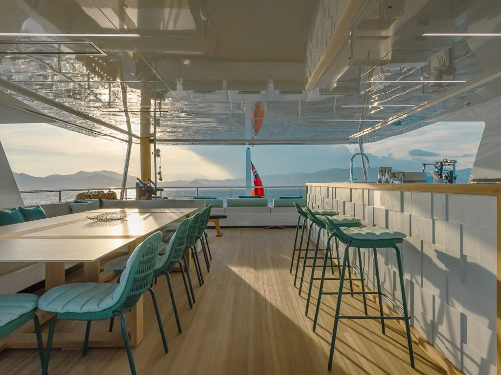 Interior view of 125 Rosetti yacht's main salon