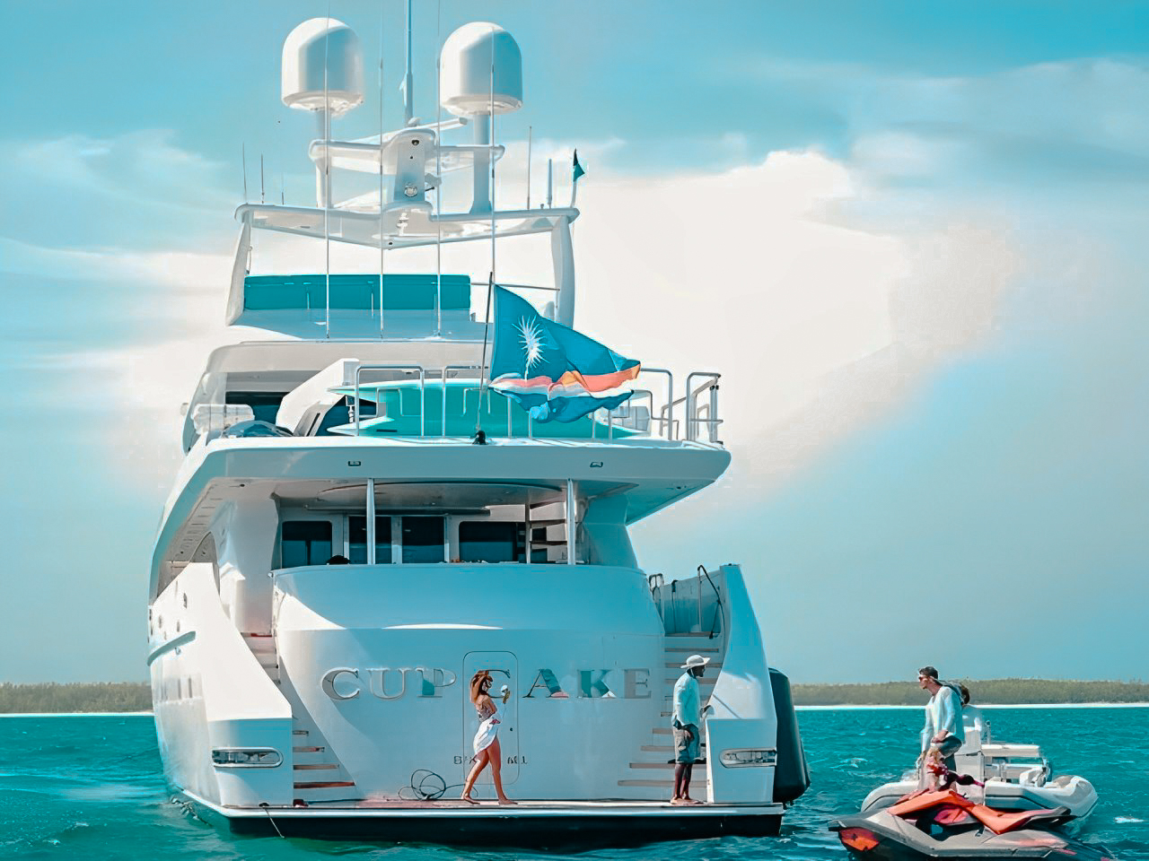 Luxurious master cabin on 132 Westship with large bed