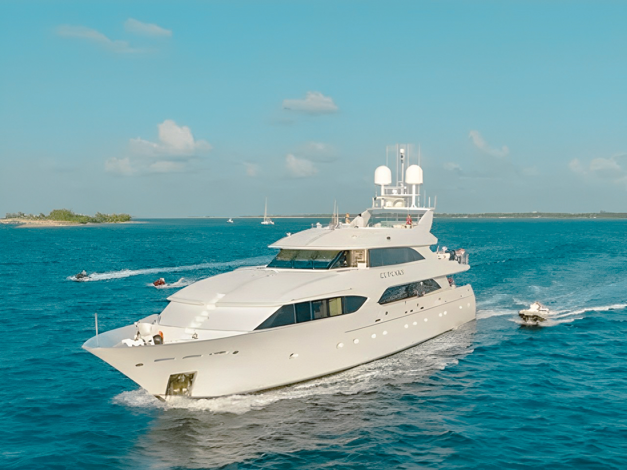 Aft deck of 132 Westship with seating and ocean view