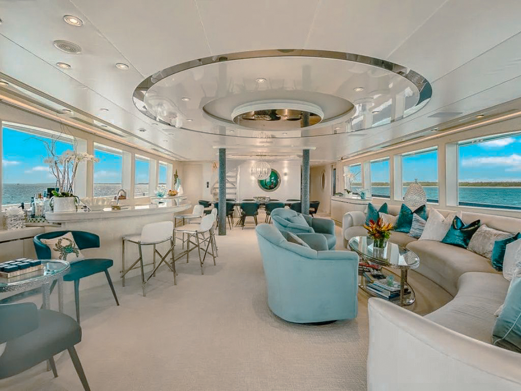 Interior dining area or lounge on the 132 Sunseeker yacht